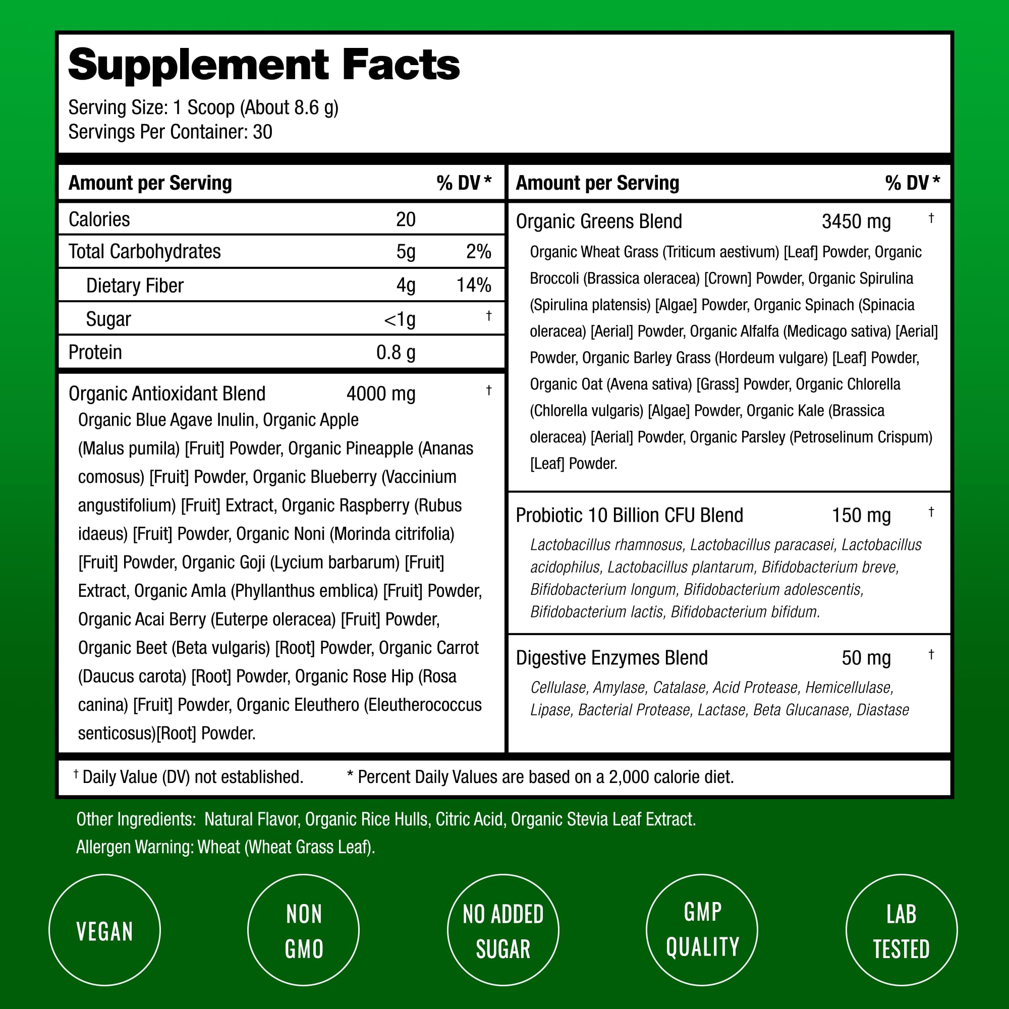 NutraChamps etiqueta con ingredientes orgánicos y beneficios claros