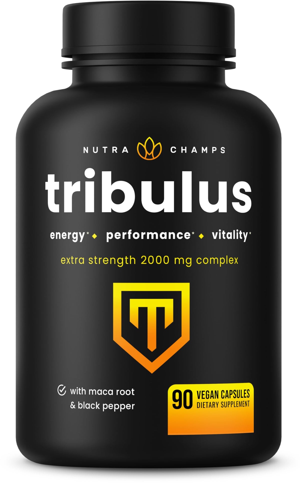 NutraChamps tribulus frontal del envase mostrando diseño y cantidad