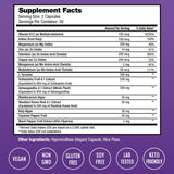 NutraChamps frasco en mesa junto a alimentos para uso diario equilibrado