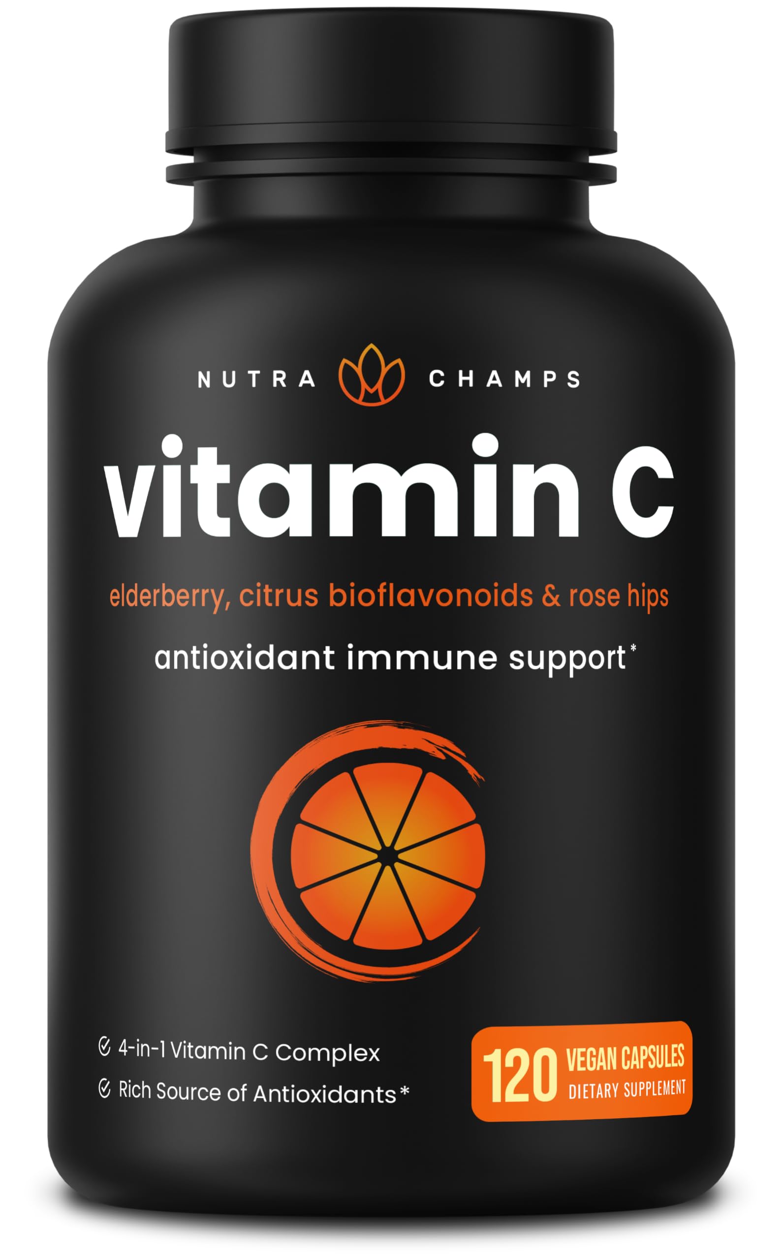 NutraChamps frasco frontal mostrando cápsulas y beneficios visibles