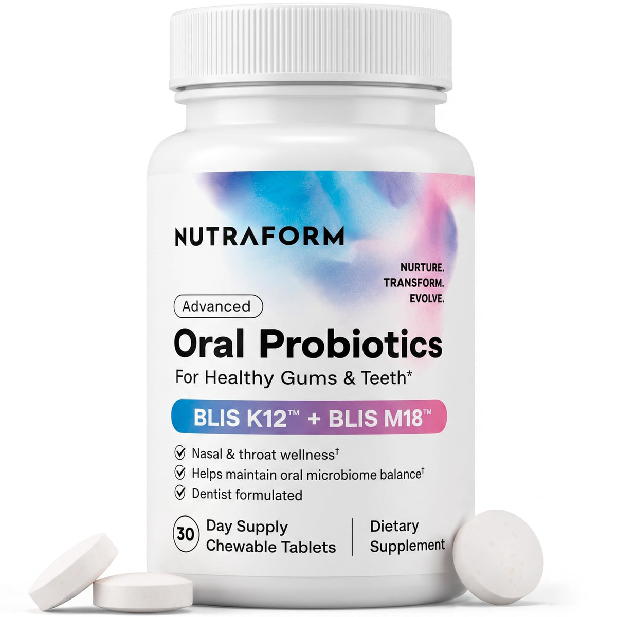 Nutraform frasco delantero mostrando el empaquetado y beneficio de frescura