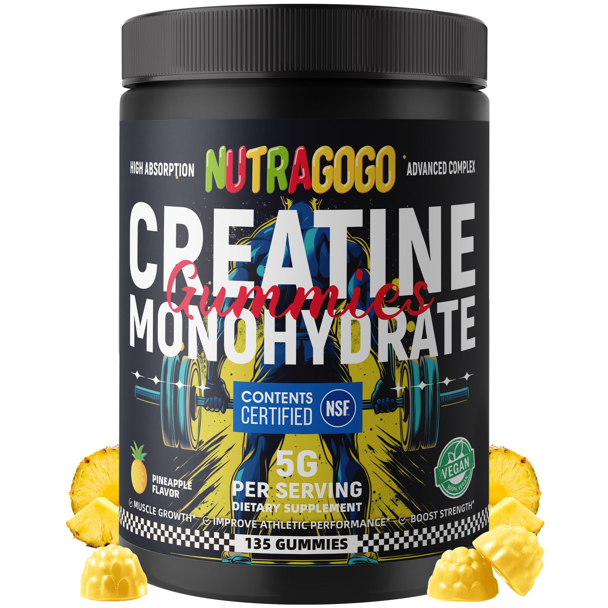 NUTRAGOGO frontal del envase mostrando sabor piña y 135 unidades