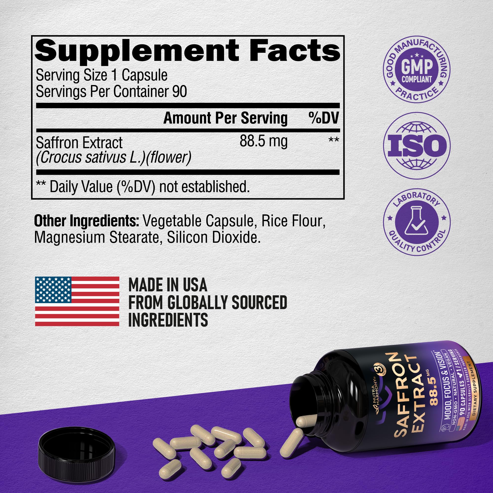 NUTRAHARMONY etiqueta nutricional y certificaciones, tranquilidad de calidad