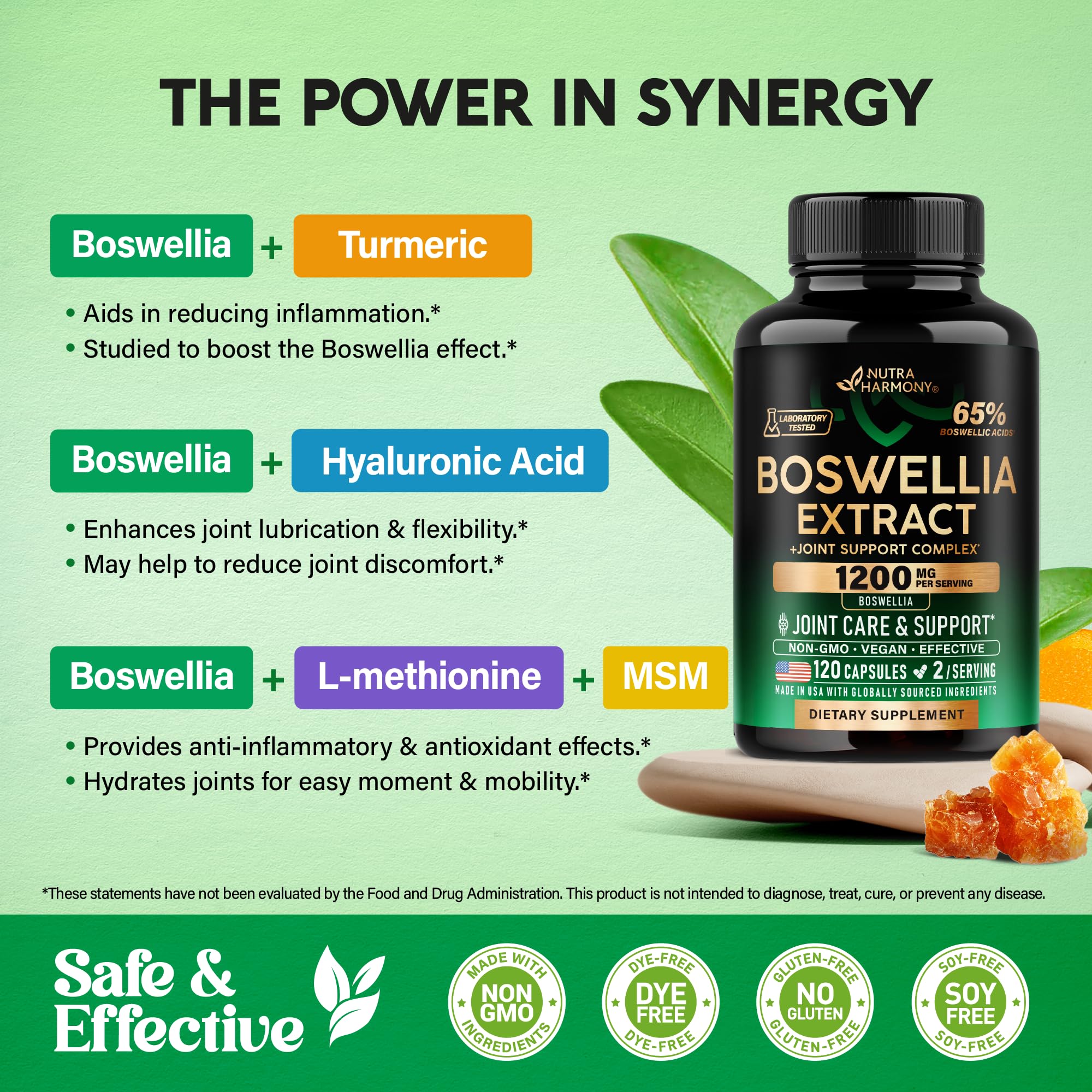 NUTRAHARMONY frasco en mano ilustrando dosis diaria conveniente