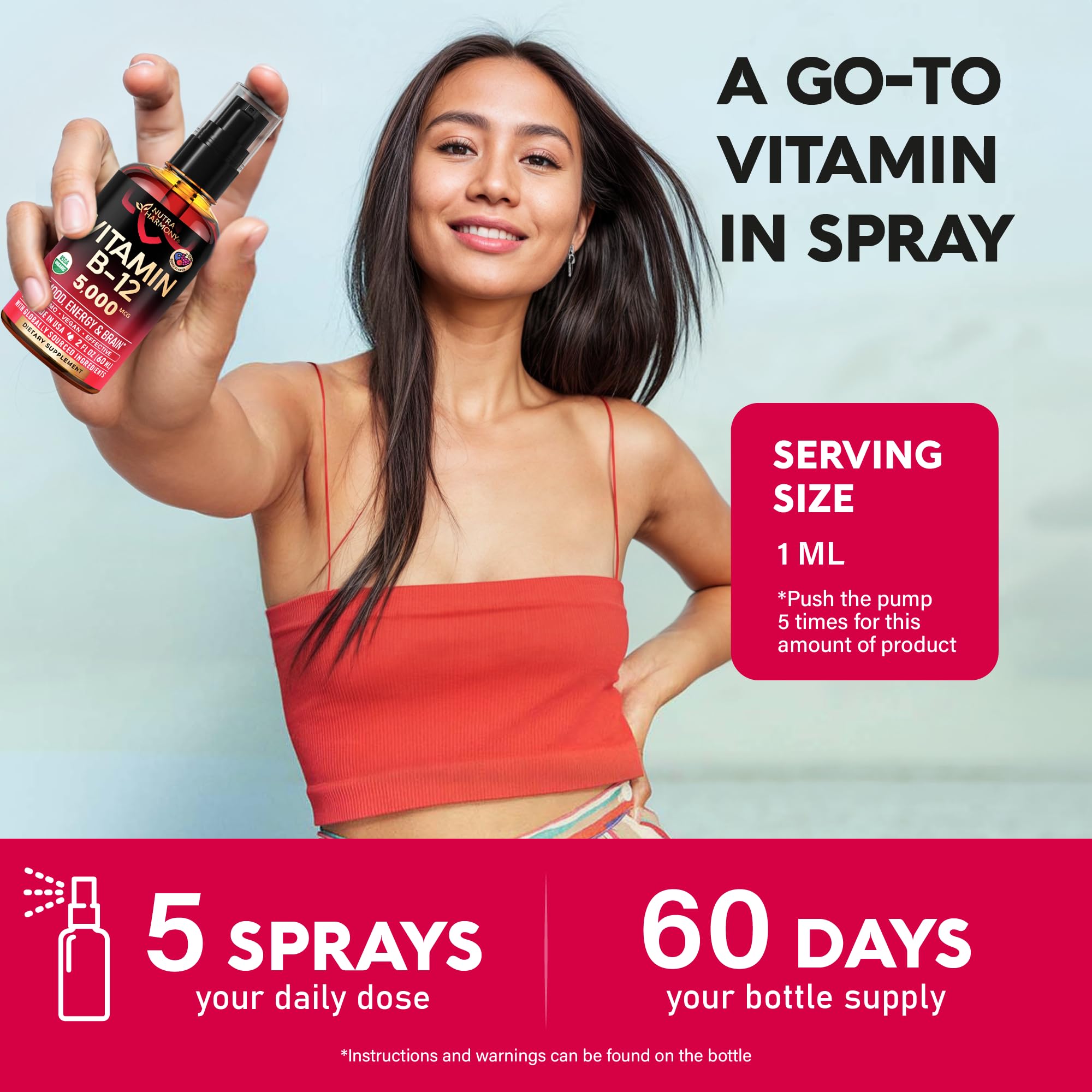 NUTRAHARMONY botella junto a ingredientes orgánicos, pureza y calidad