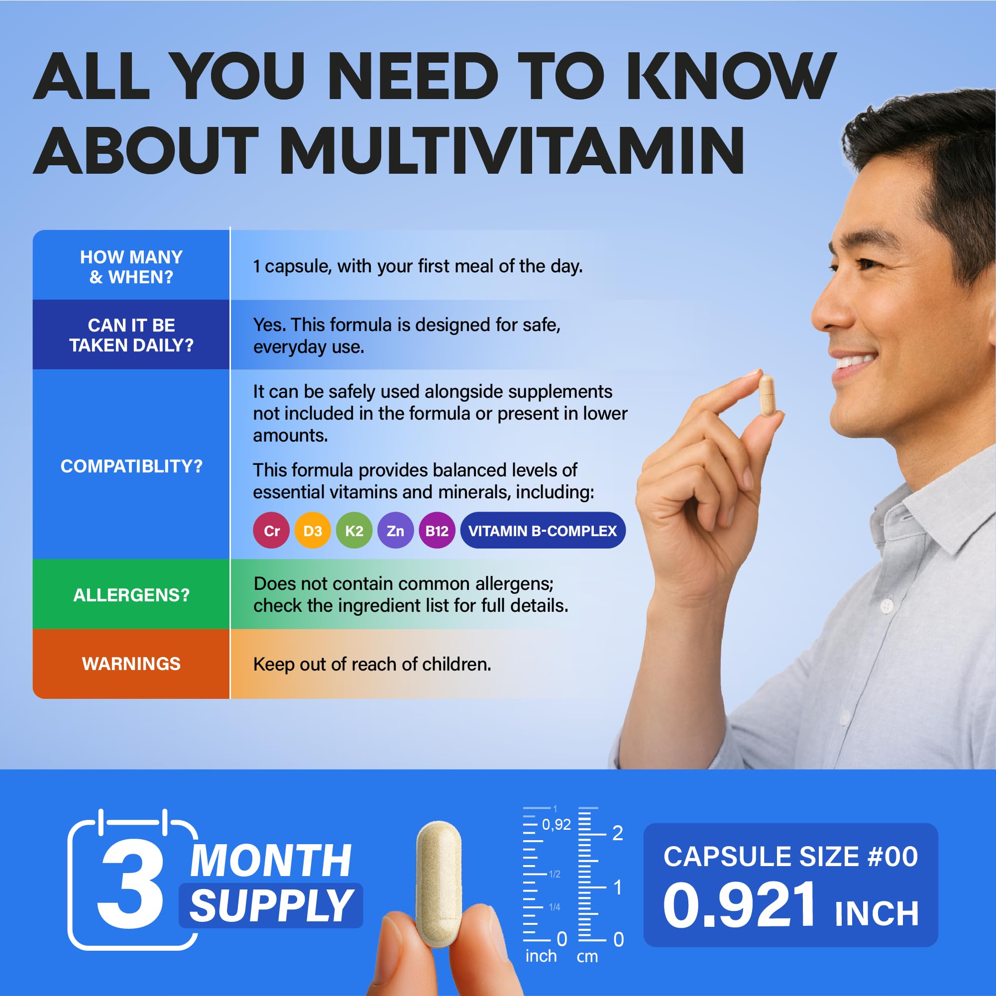 NUTRAHARMONY cápsula en la palma para comparar tamaño real fácil de tragar