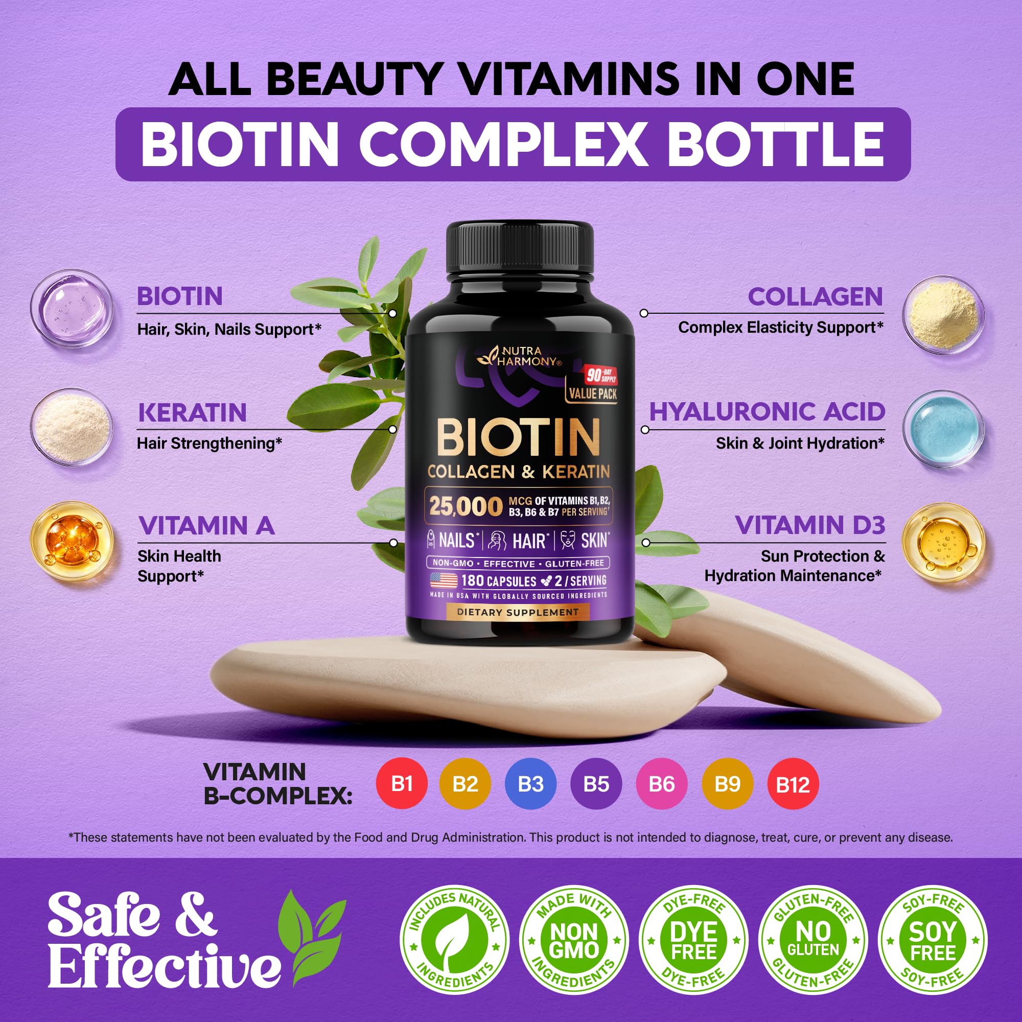 NUTRAHARMONY etiqueta con lista de ingredientes y dosificación clara