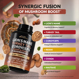 NUTRAHARMONY etiqueta en primer plano con lista de 12 hongos
