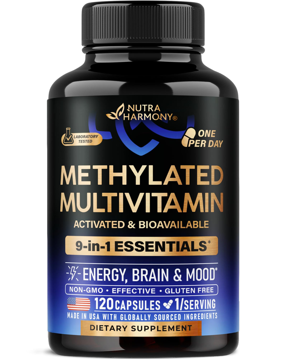 NUTRAHARMONY envase frontal claro mostrando 120 cápsulas y beneficios