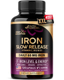 NUTRAHARMONY frasco frontal que muestra hierro 65mg y beneficios de absorción