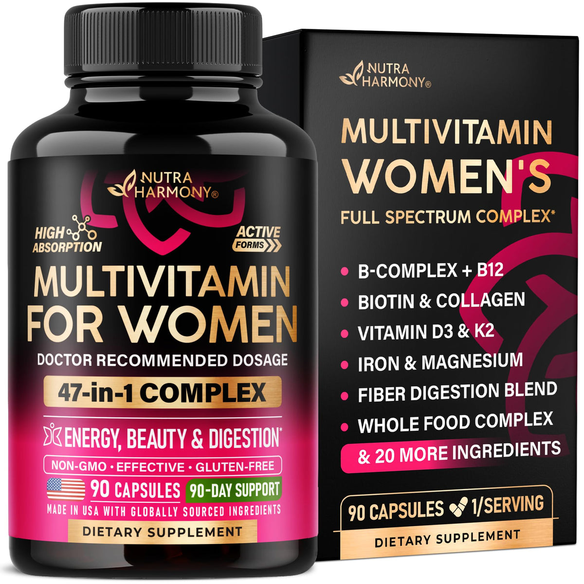 NUTRAHARMONY frente del empaque mostrando etiqueta y beneficios