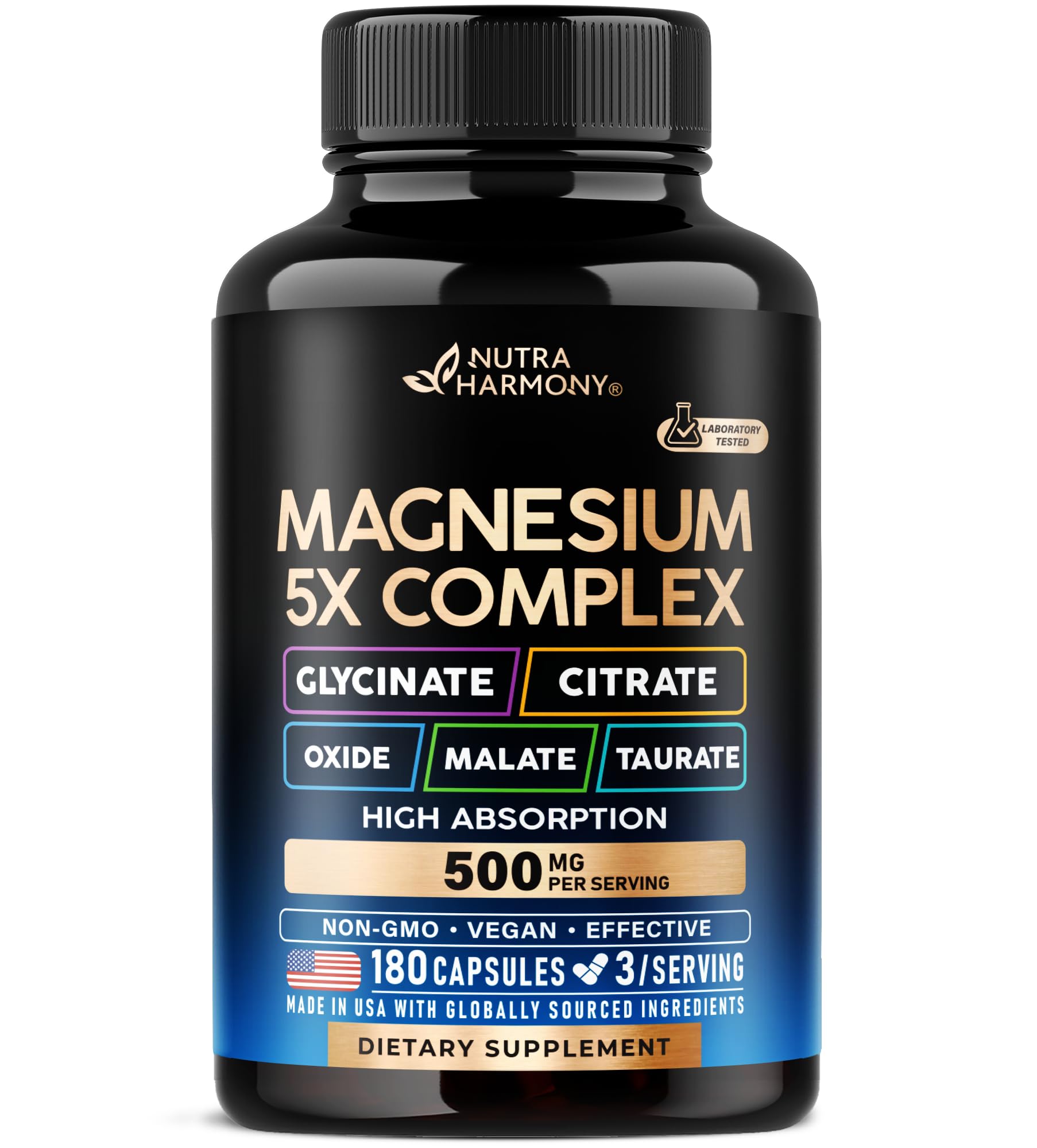 NUTRAHARMONY frente del envase que muestra la fórmula 5 en 1 y beneficios claros