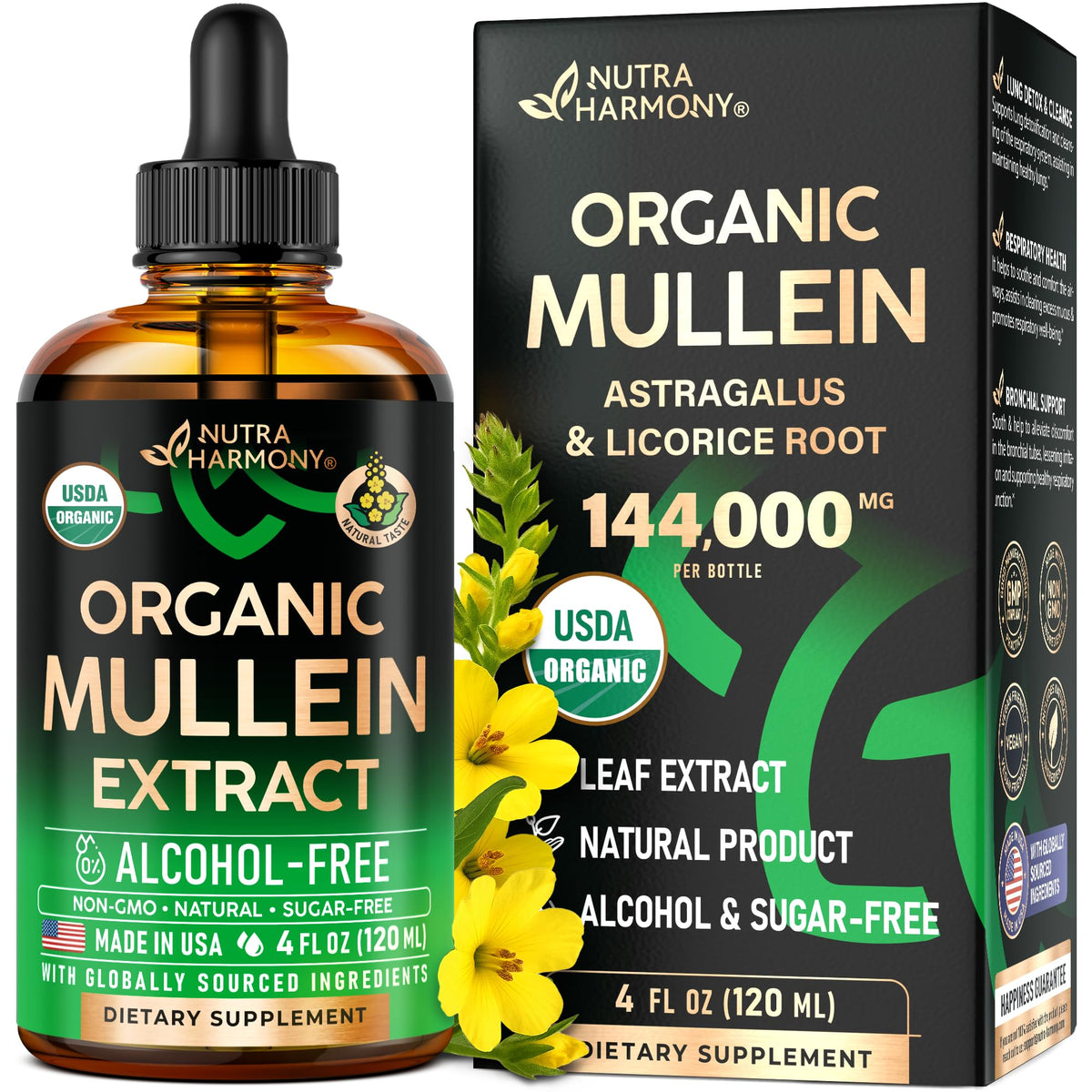 NUTRAHARMONY frasco frontal del extracto orgánico para apoyo respiratorio