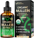 NUTRAHARMONY frasco frontal de Mullein mostrando etiqueta y beneficio respiratorio
