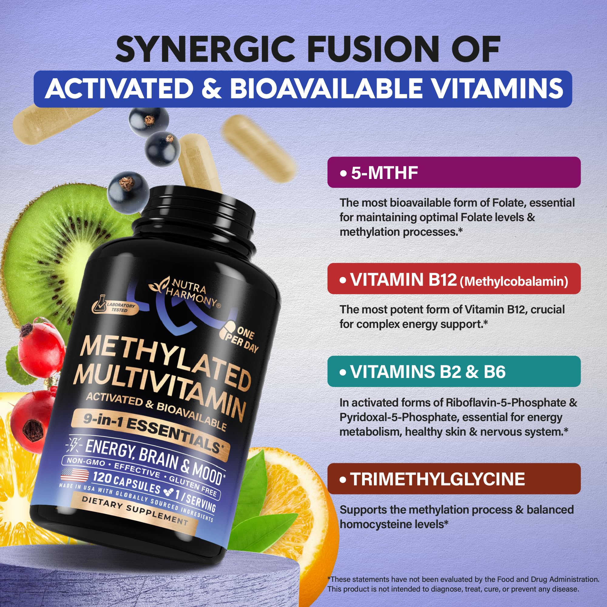 NUTRAHARMONY ingredientes activos acercados para destacar formas metiladas