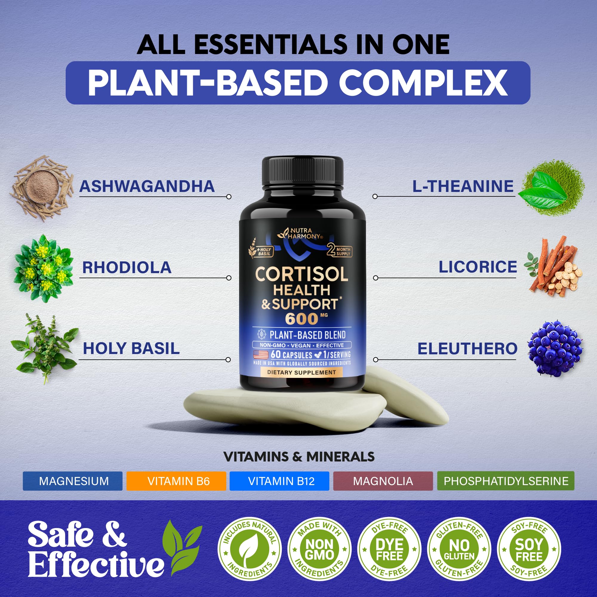 NUTRAHARMONY plantas Ashwagandha y Rhodiola que respaldan energía