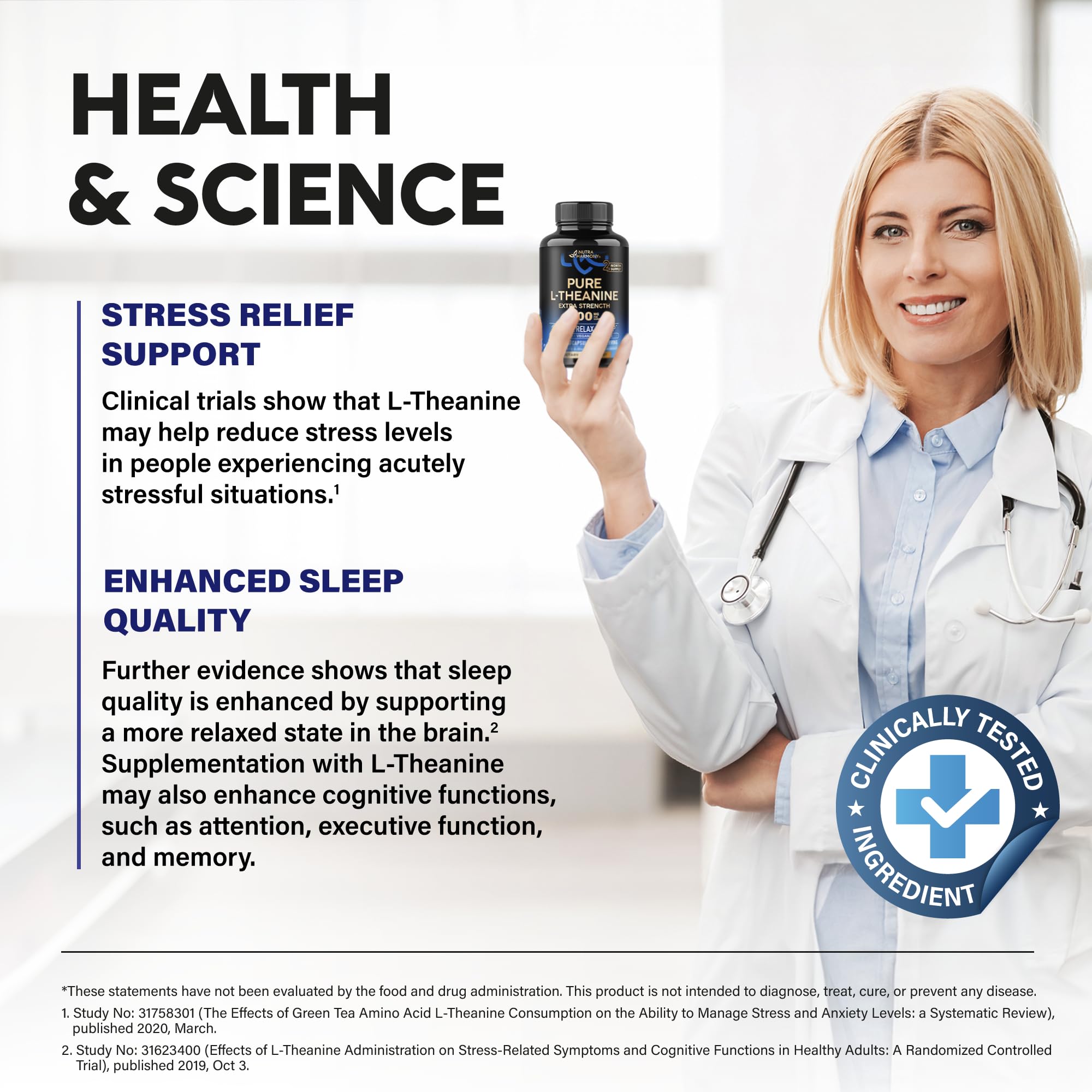 NUTRAHARMONY cápsula junto a reloj indicando uso nocturno y descanso