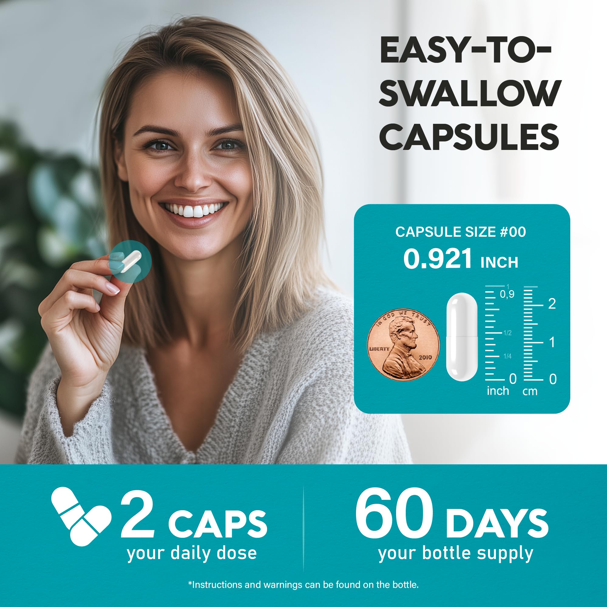 cápsulas NUTRAHARMONY junto a vaso de agua para uso diario fácil
