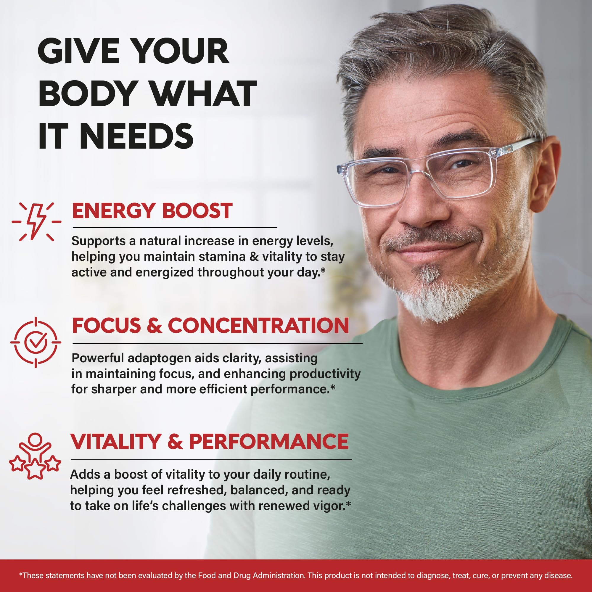 NUTRAHARMONY panax ginseng cápsulas detalle en primer plano, beneficio: concentración 10:1 visible