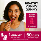 NUTRAHARMONY persona tomando gomita para una rutina diaria