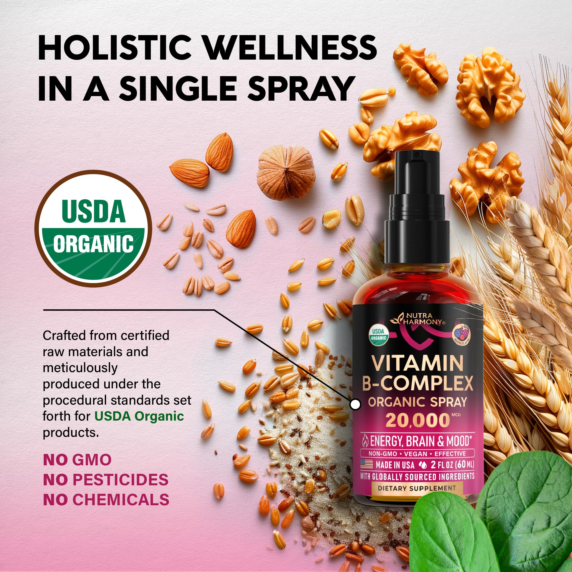 NUTRAHARMONY botella en mano para comparar tamaño y portable en viaje