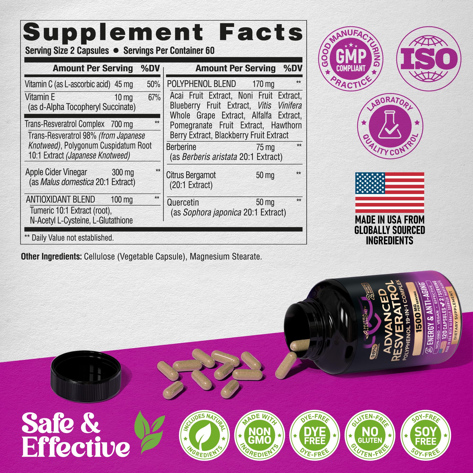 NUTRAHARMONY cápsula abierta con polvo ilustrando contenido vegetal concentrado
