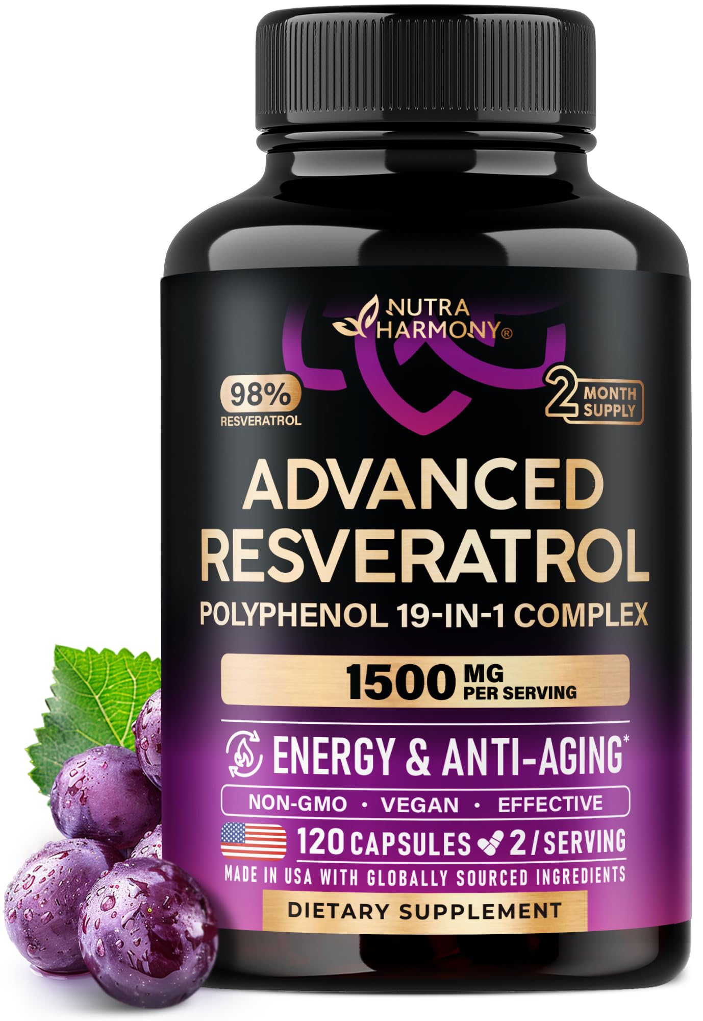 NUTRAHARMONY frente del producto mostrando presentación y beneficio antioxidante
