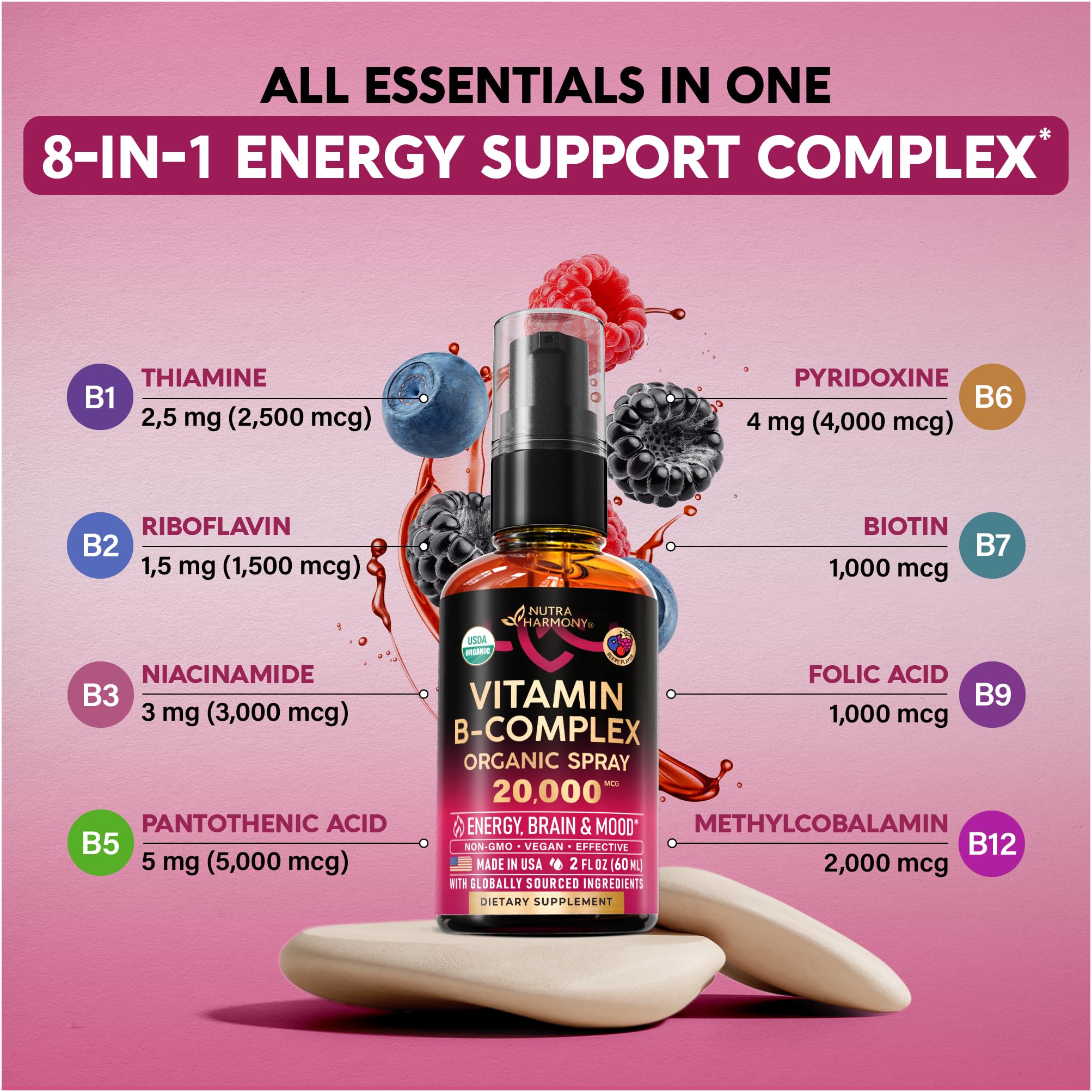 NUTRAHARMONY spray aplicado sobre la lengua, consumo rápido y cómodo