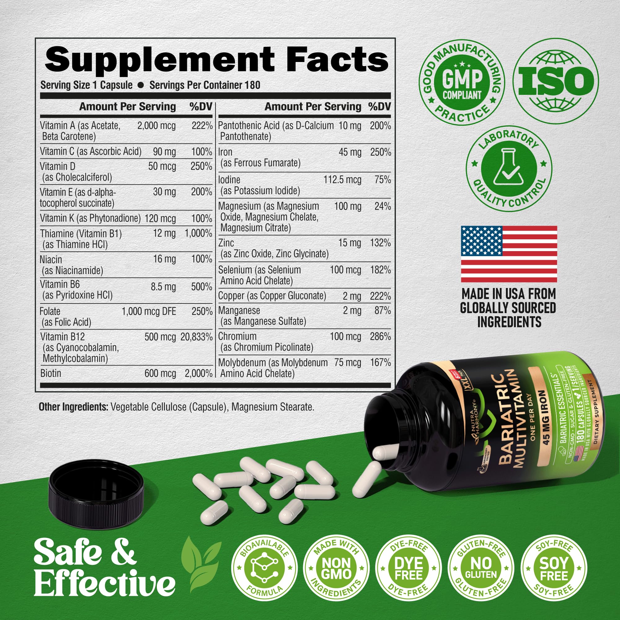 NUTRAHARMONY mano sosteniendo cápsula ilustra tomar una vez al día fácilmente