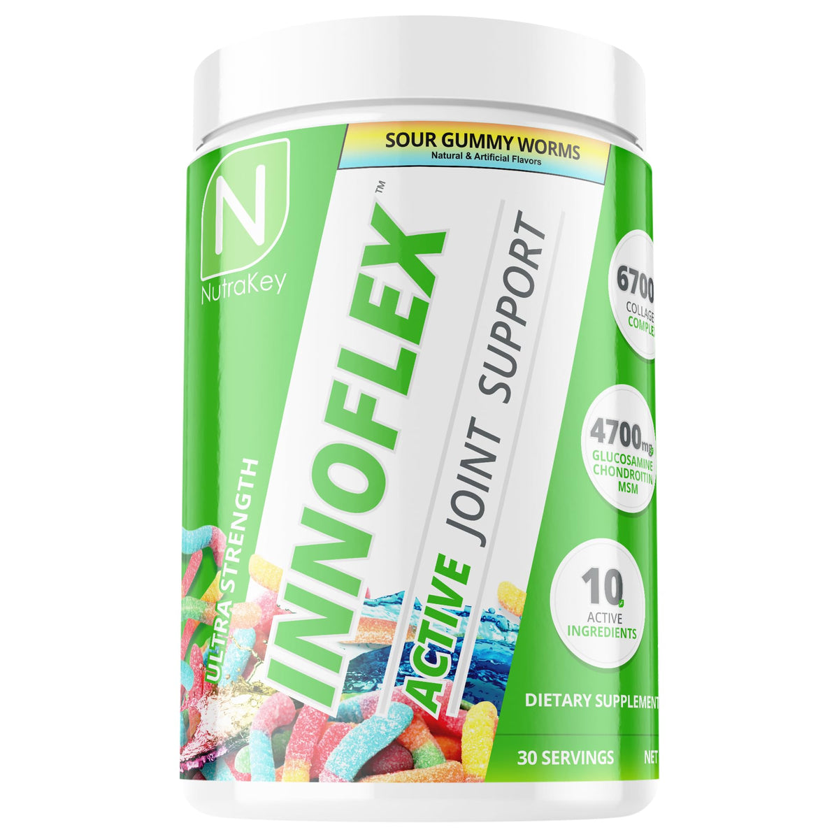 NutraKey Innoflex vista frontal del envase mostrando la etiqueta y uso fácil