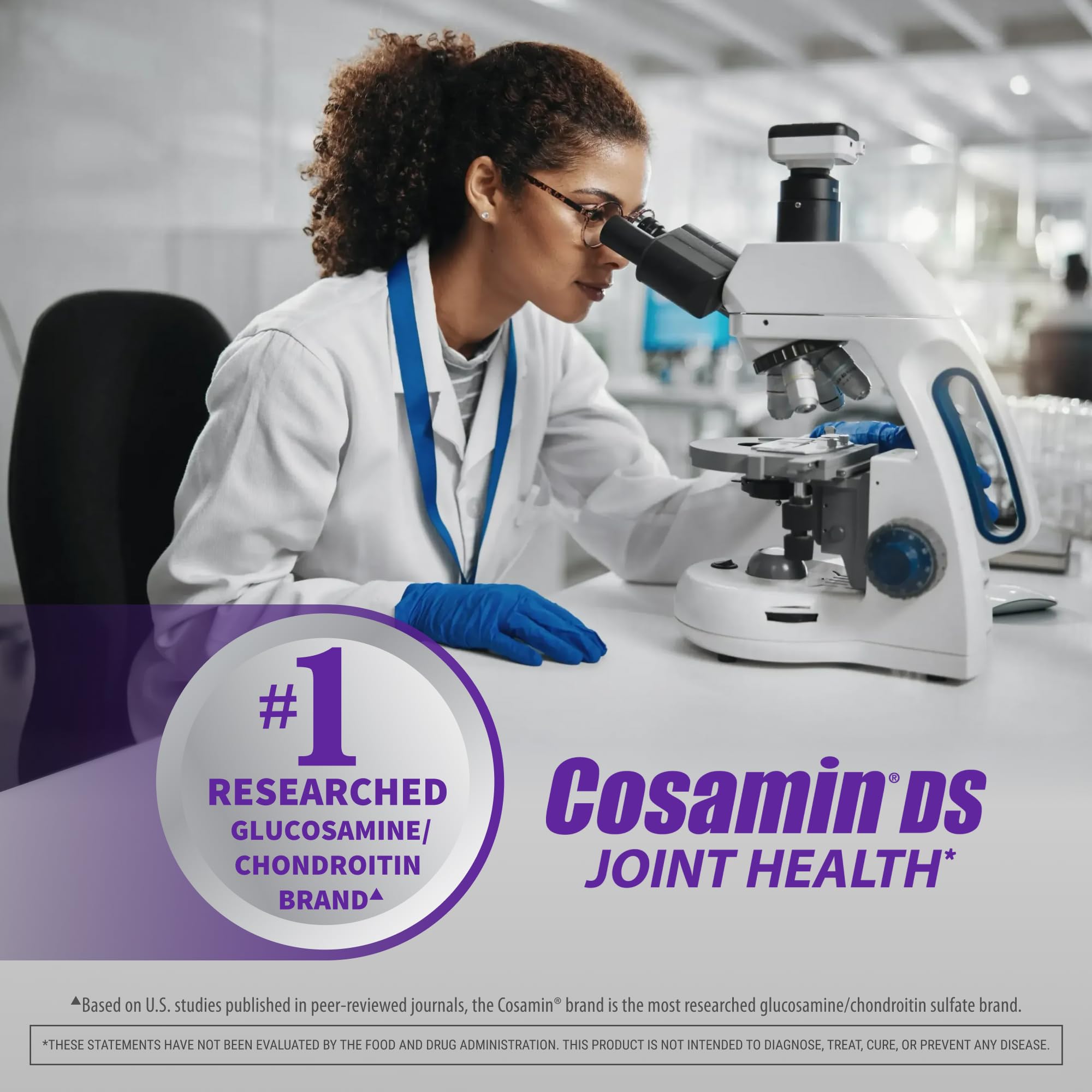 Nutramax Cosamin DS frasco con caja y sello de control de calidad