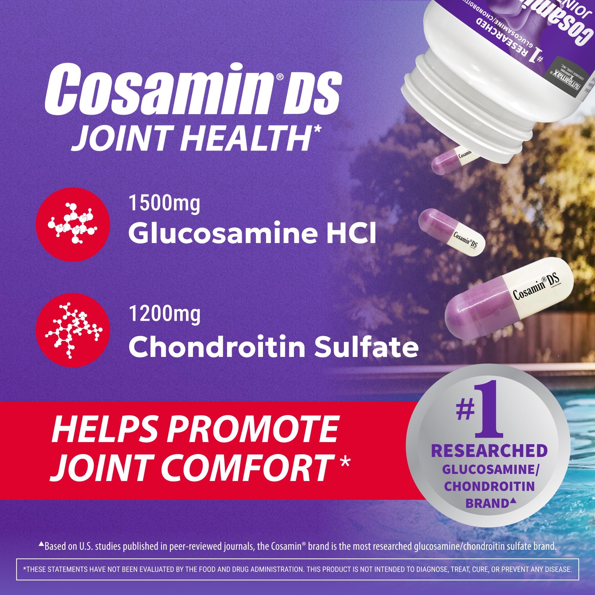 Nutramax Cosamin DS etiqueta lista de ingredientes clave y pureza