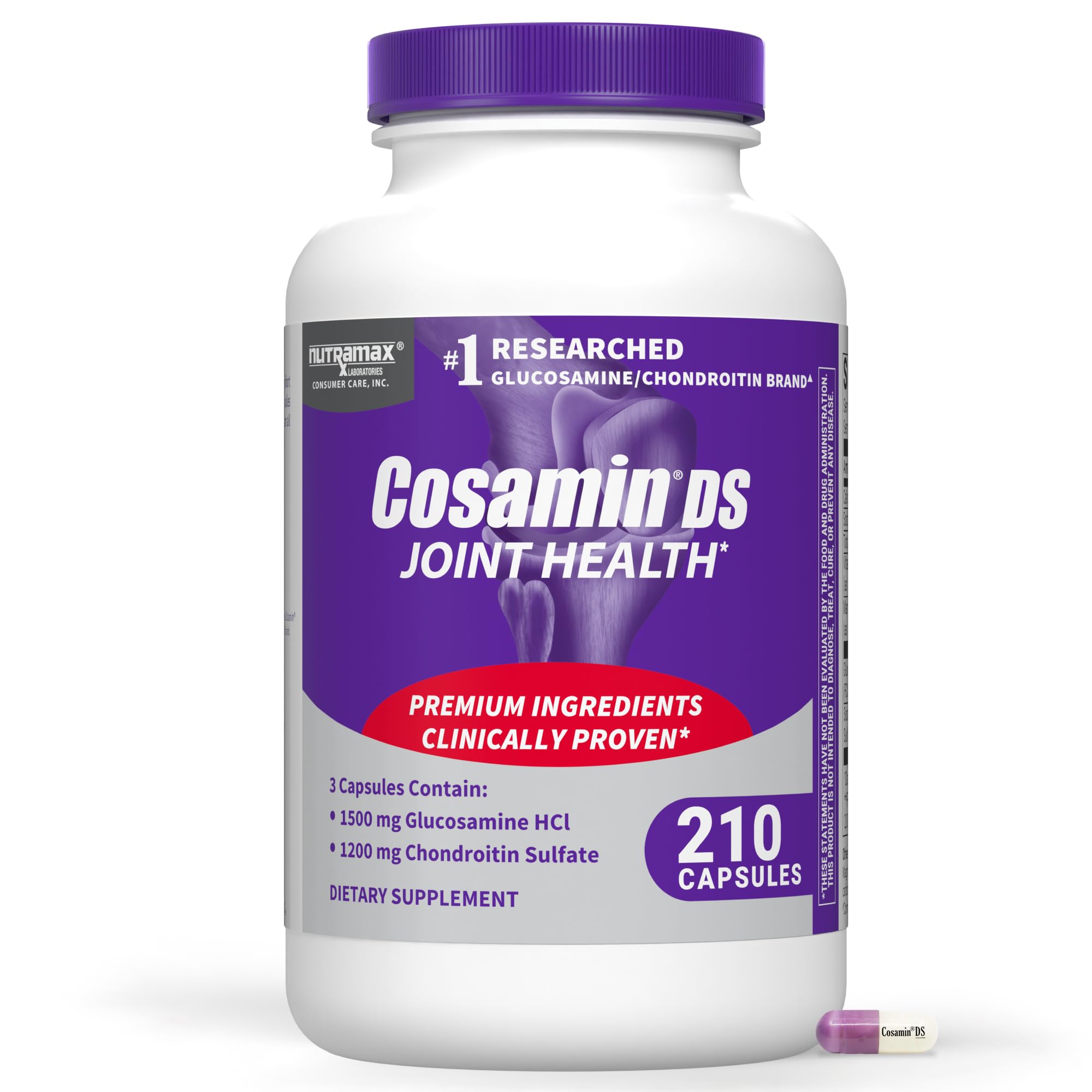 Nutramax Cosamin DS vista frontal mostrando el envase y beneficio articular