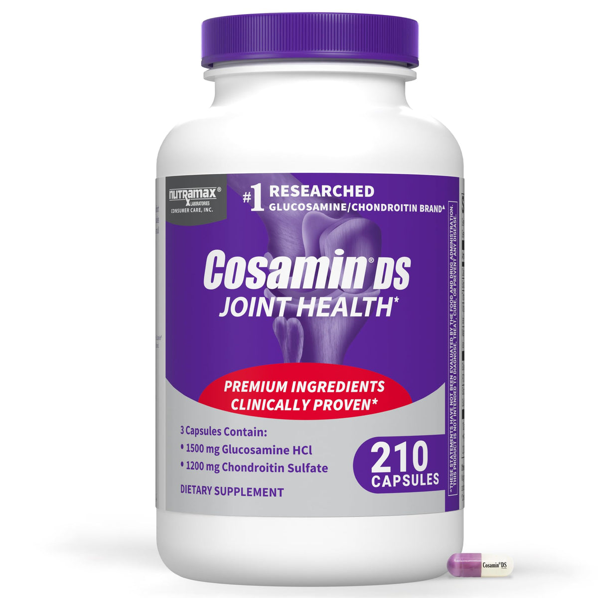 Nutramax Cosamin DS vista frontal mostrando el envase y beneficio articular