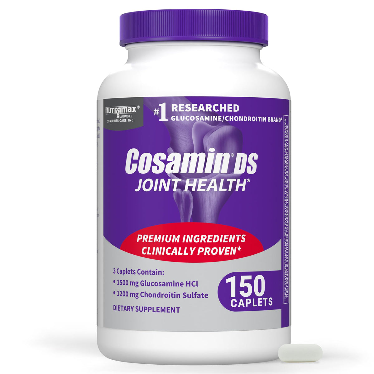 Nutramax Cosamin DS vista frontal mostrando el envase y confianza en calidad