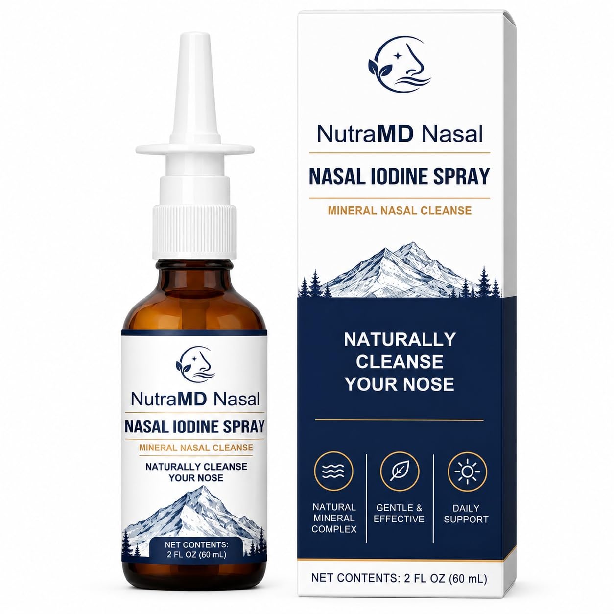 NutraMD Nasal frente del envase mostrando tamaño práctico y uso portable