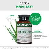 NutraMedix Binder Plus etiqueta nutricional detallada mostrando ingredientes y dosis
