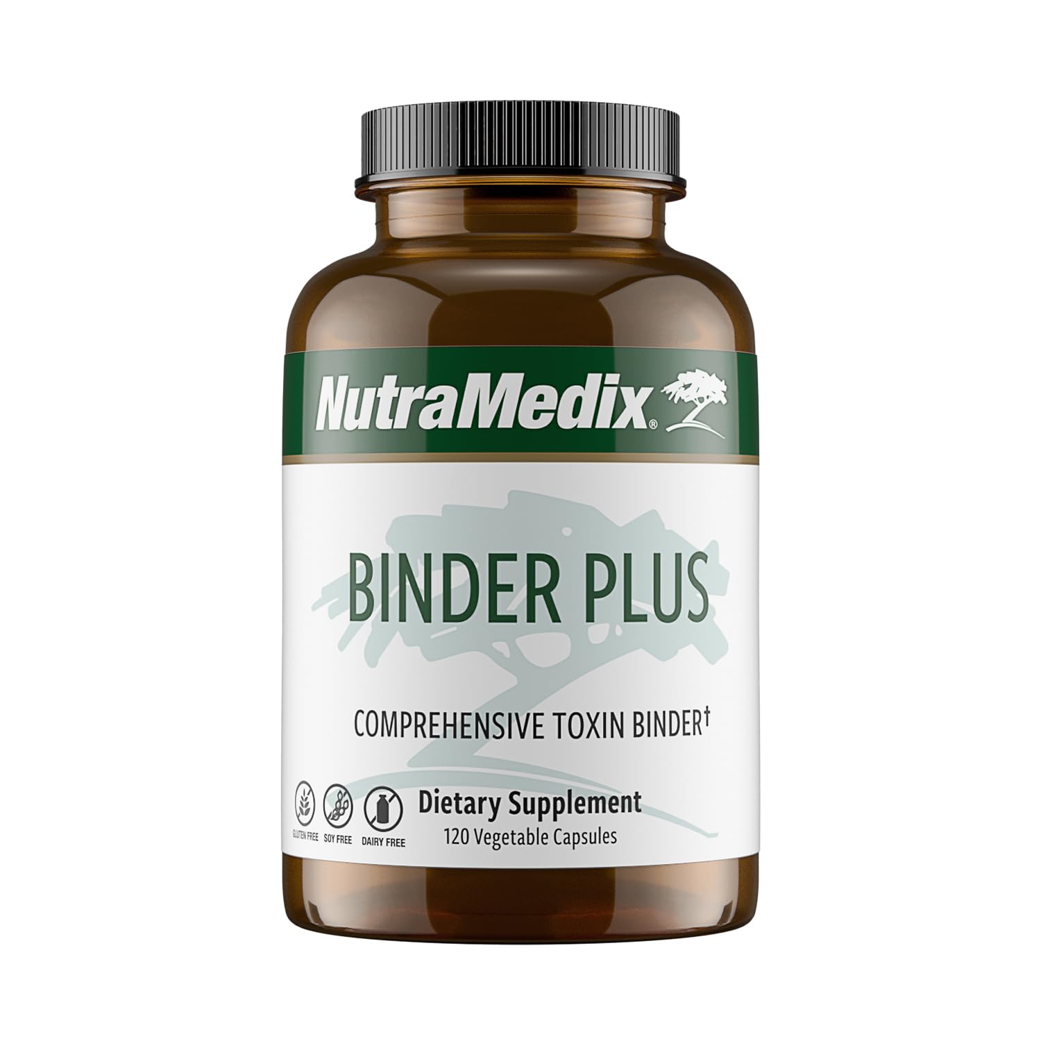 NutraMedix Binder Plus vista frontal del envase con información clara y diseño profesional