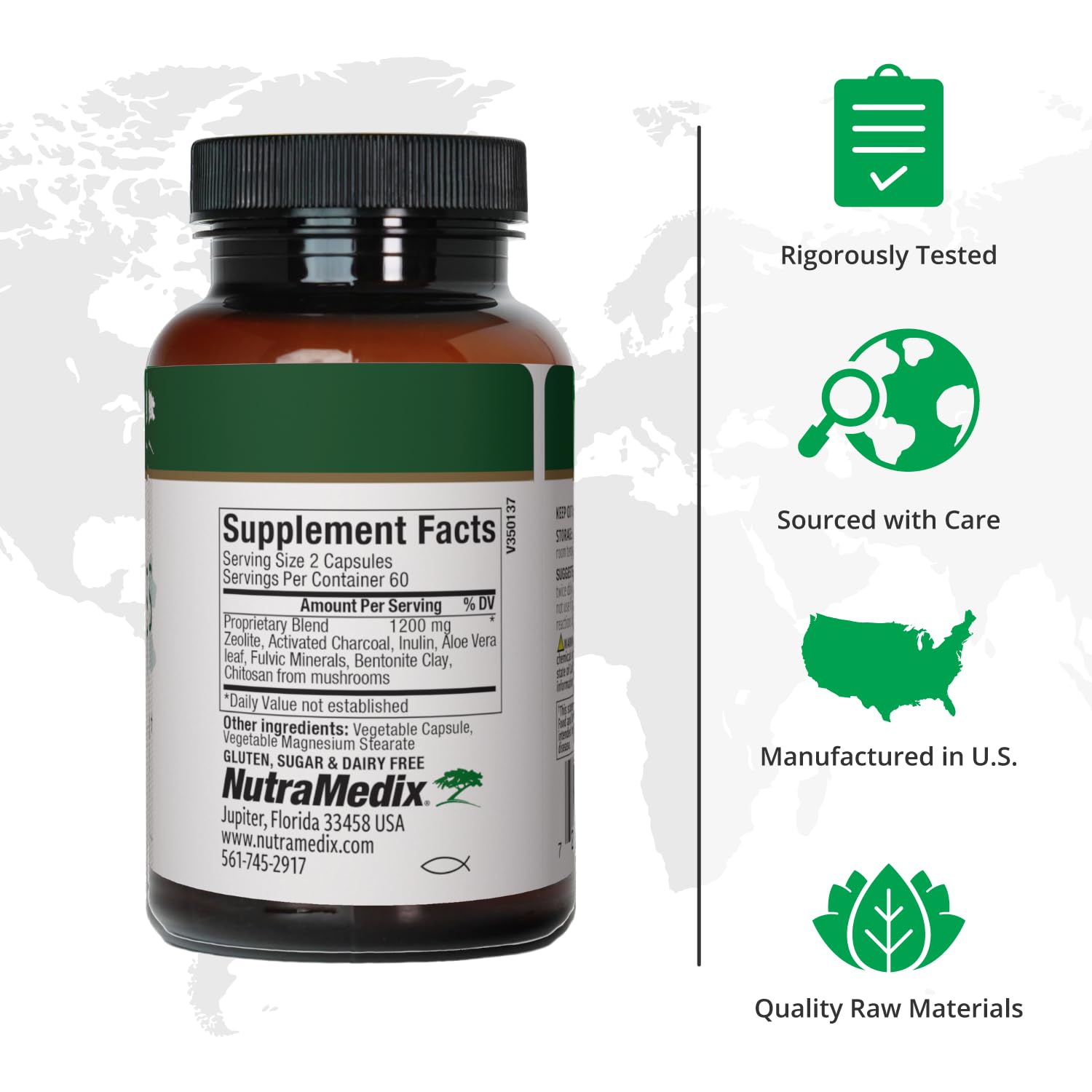 NutraMedix Binder Plus textura del polvo mostrando ingredientes absorbentes y pureza