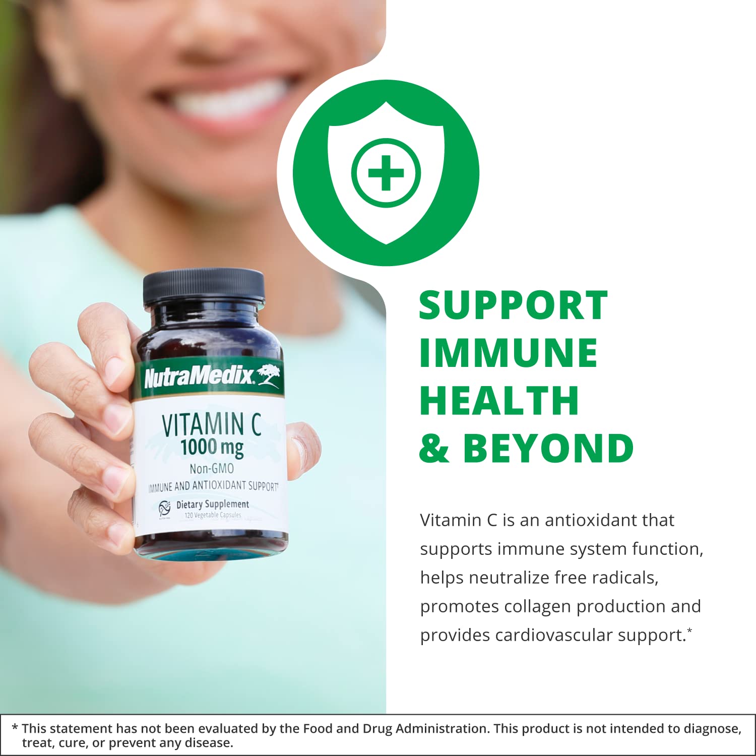 NutraMedix botella con etiqueta legible y características veganas