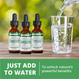 nutramedix burbur-pinella vertido en vaso de agua para administración diaria conveniente