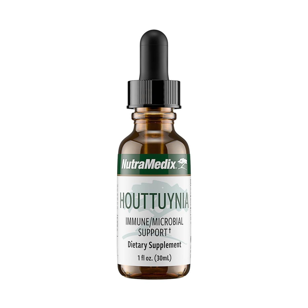 NutraMedix frasco frontal de Houttuynia mostrando diseño y tamaño práctico