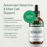 NutraMedix Nutra-Hist gotero goteando textura líquida para dosaje flexible