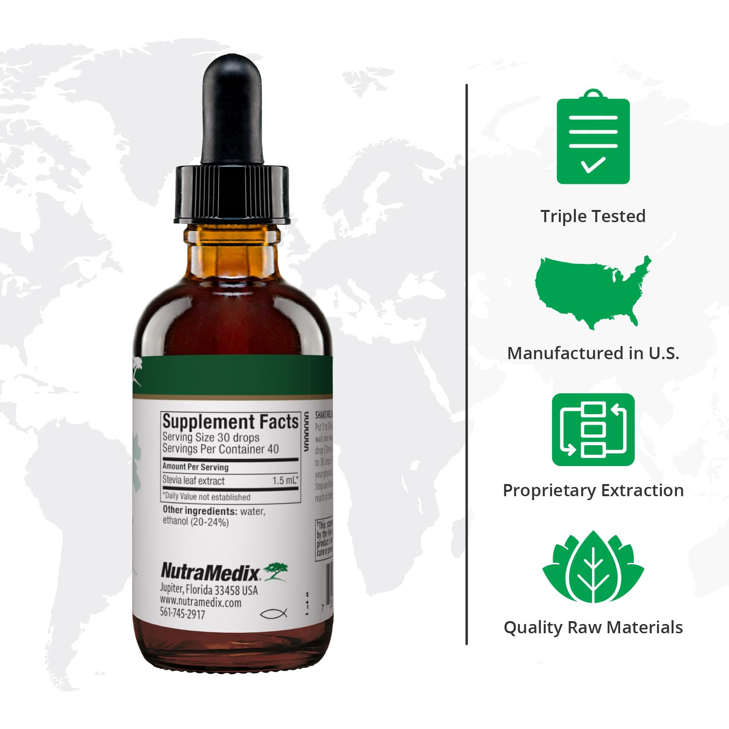 NutraMedix gotero vertiendo gotas, beneficio de controlar la intensidad del dulzor