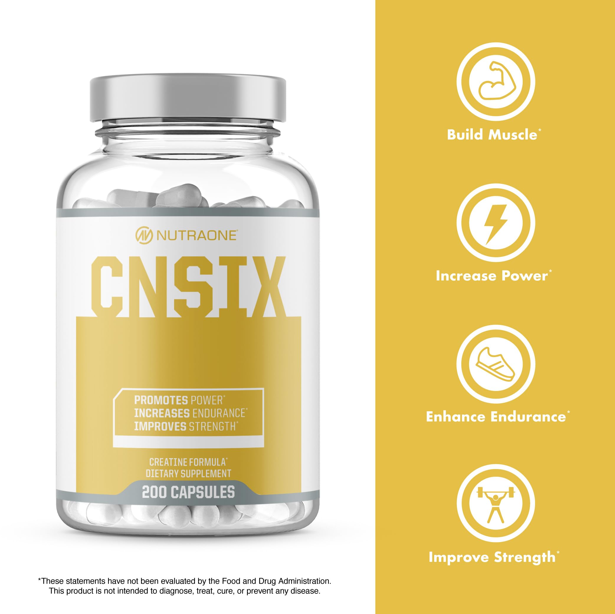 NutraOne CNSix envase abierto con cápsulas para dosificación fácil