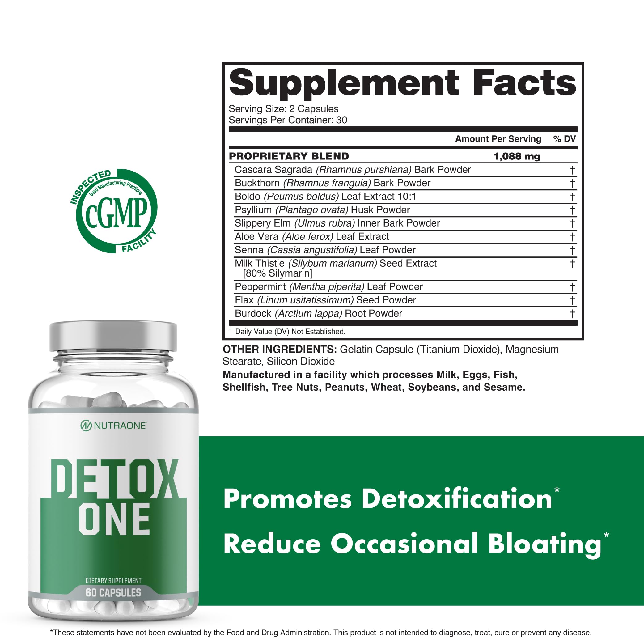 NutraOne etiqueta con lista de ingredientes resaltando componentes naturales