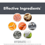 NutraOne HydrateOne etiqueta de ingredientes destacando electrolitos y vitaminas