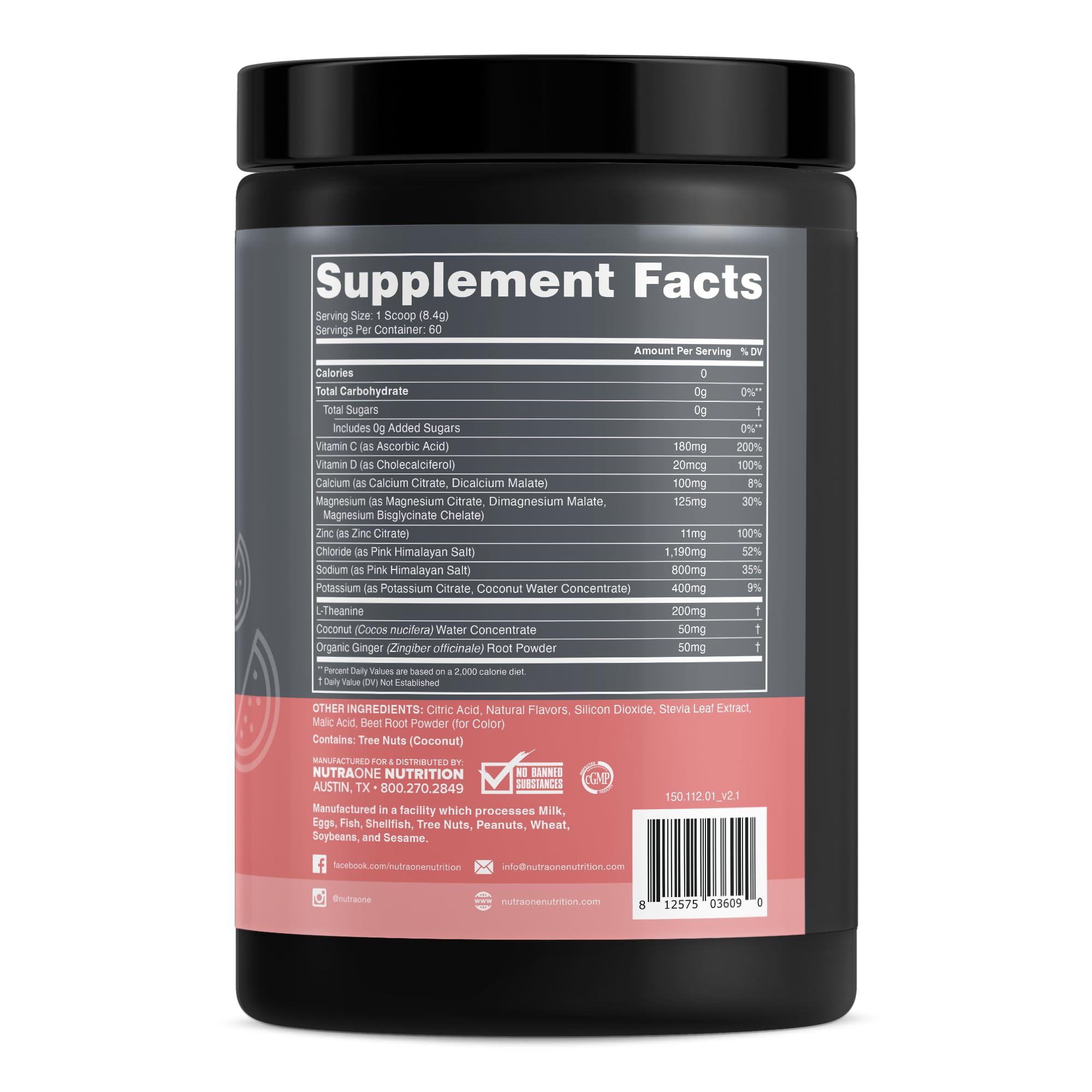 NutraOne HydrateOne polvo textura fina ideal para disolución rápida en agua