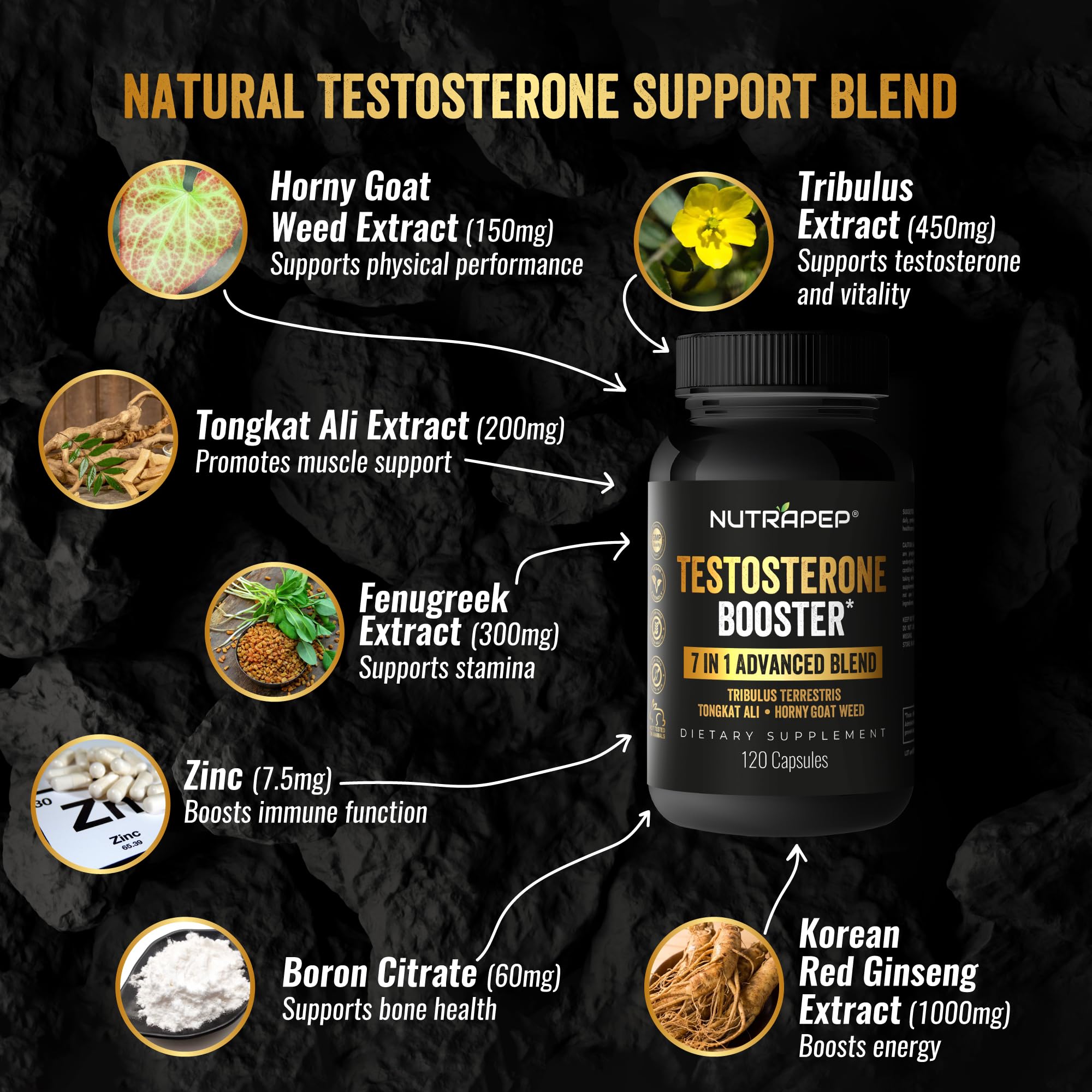 NutraPep ingredientes clave unidos sobre mesa indicando origen natural