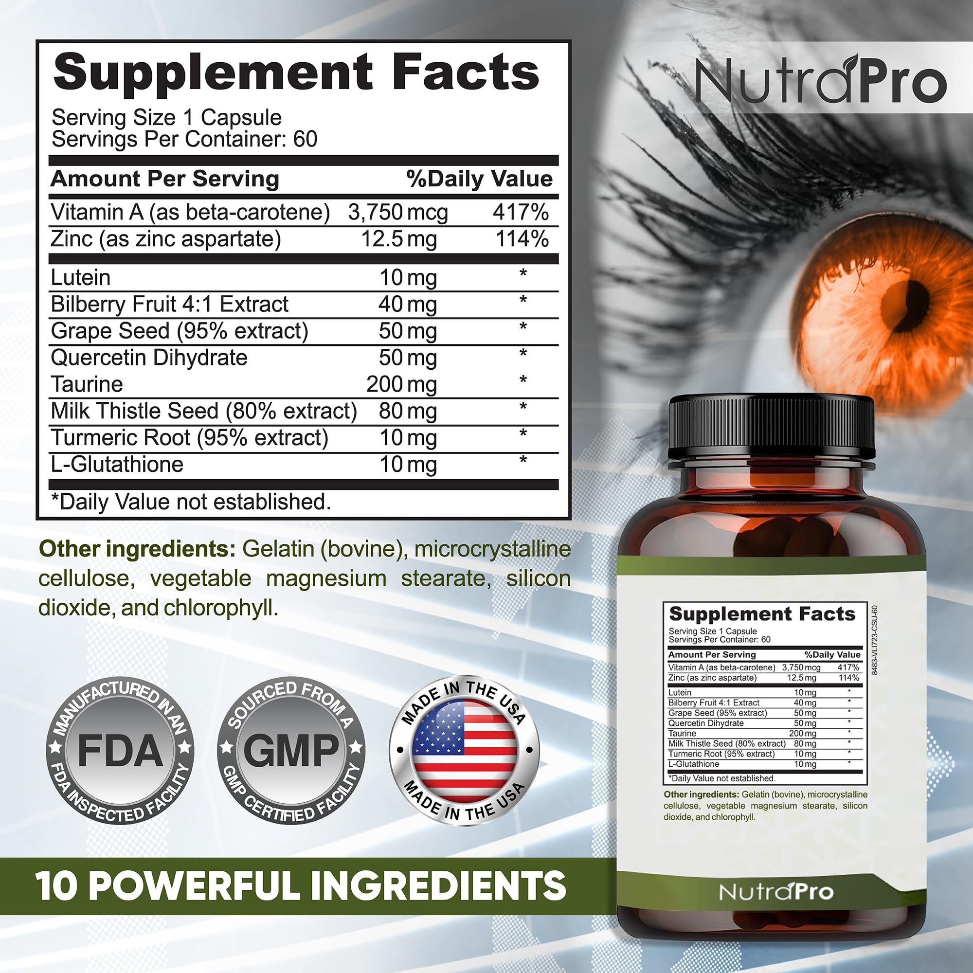 NutraPro frasco al lado de objetos para apreciar tamaño y suministro